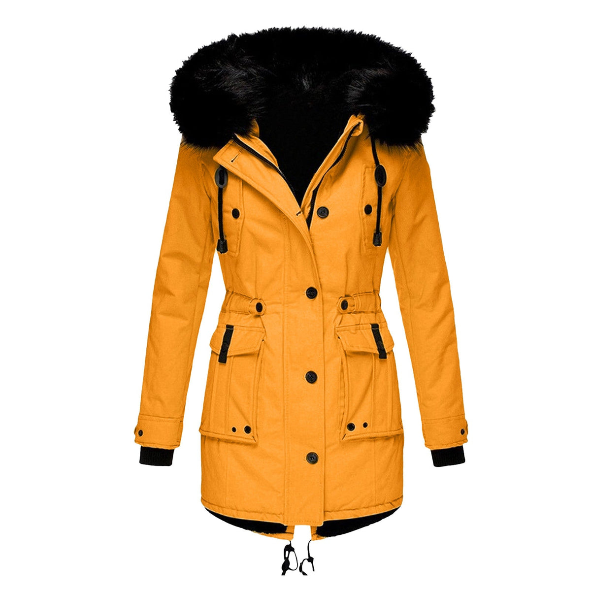 Parka Damen Mit Kapuze Knöpfen Und Taschen Freizeit & Übergangszeit