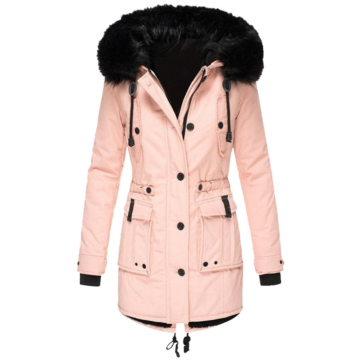 Parka Damen Mit Kapuze Knöpfen Und Taschen Freizeit & Übergangszeit