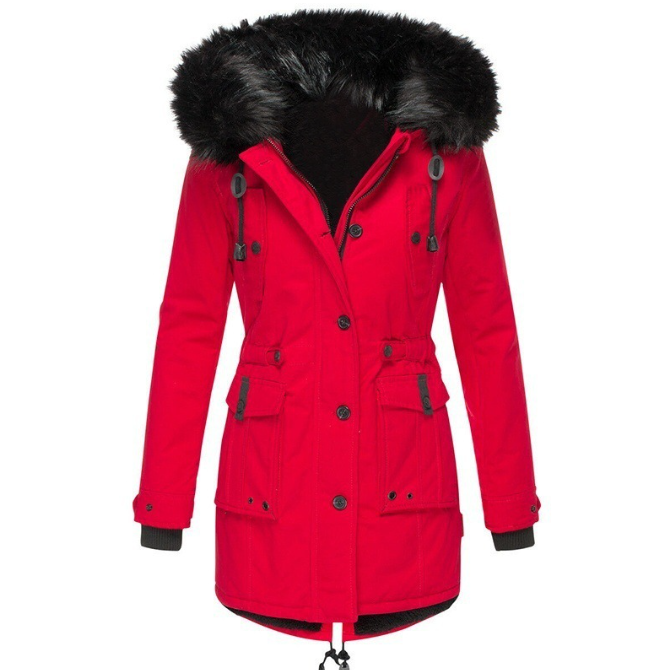 Parka Damen Mit Kapuze Knöpfen Und Taschen Freizeit & Übergangszeit
