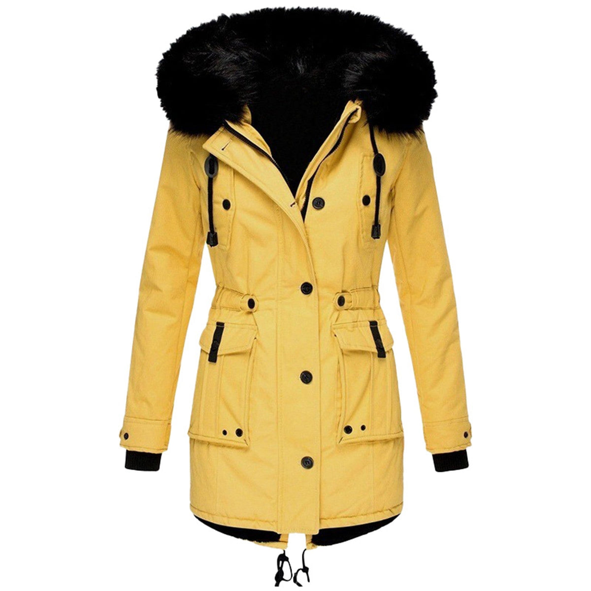 Parka Damen Mit Kapuze Knöpfen Und Taschen Freizeit & Übergangszeit