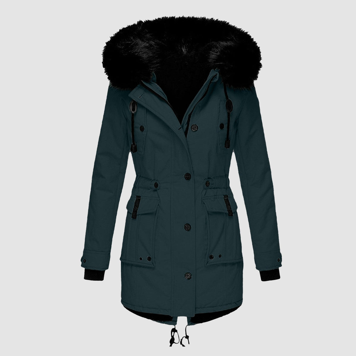 Parka Damen Mit Kapuze Knöpfen Und Taschen Freizeit & Übergangszeit