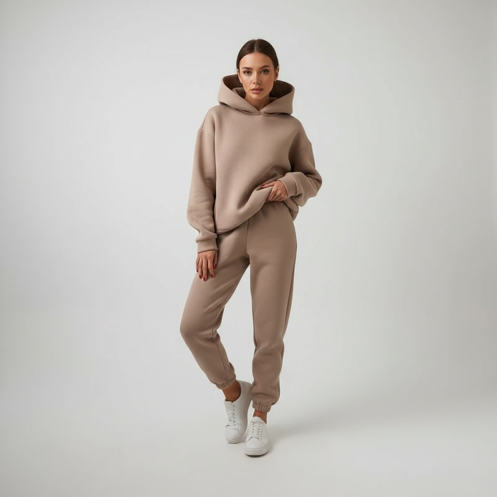 Freizeitset Damen Locker Warm Winter Thermo Hoodie & Jogginghose