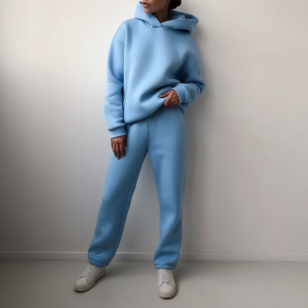 Freizeitset Damen Locker Warm Winter Thermo Hoodie & Jogginghose
