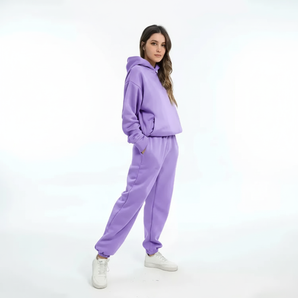Freizeitset Damen Locker Warm Winter Thermo Hoodie & Jogginghose