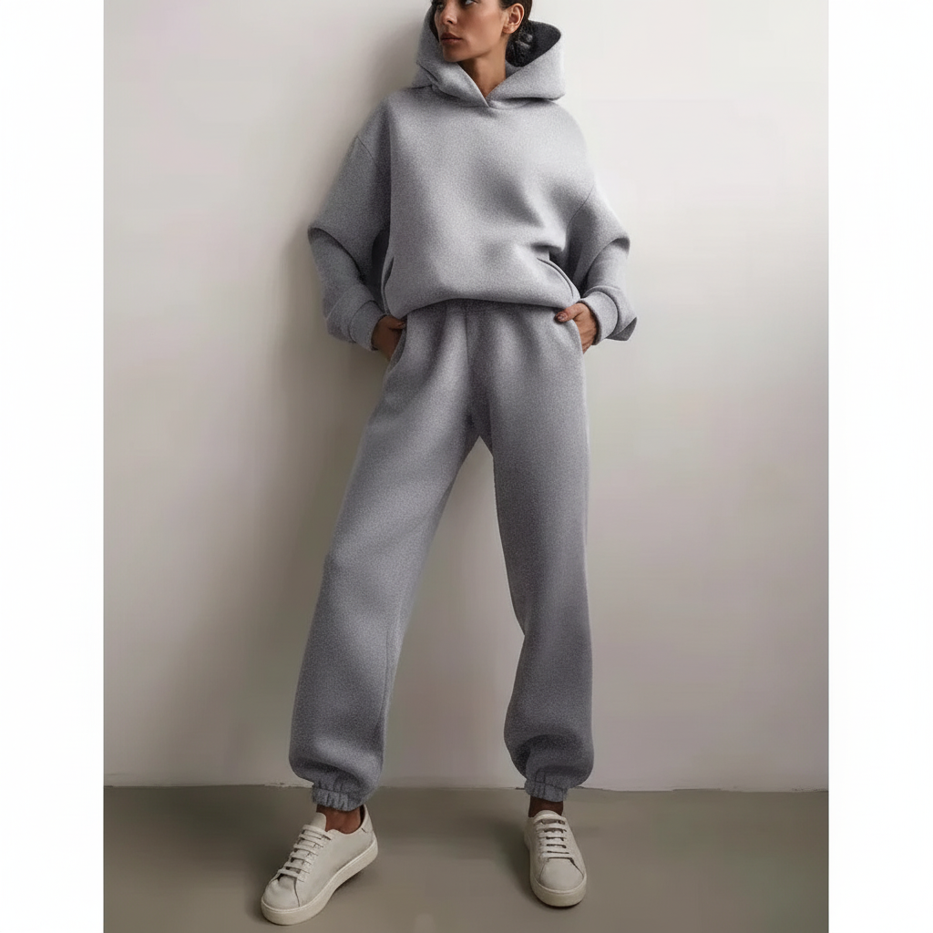 Freizeitset Damen Locker Warm Winter Thermo Hoodie & Jogginghose