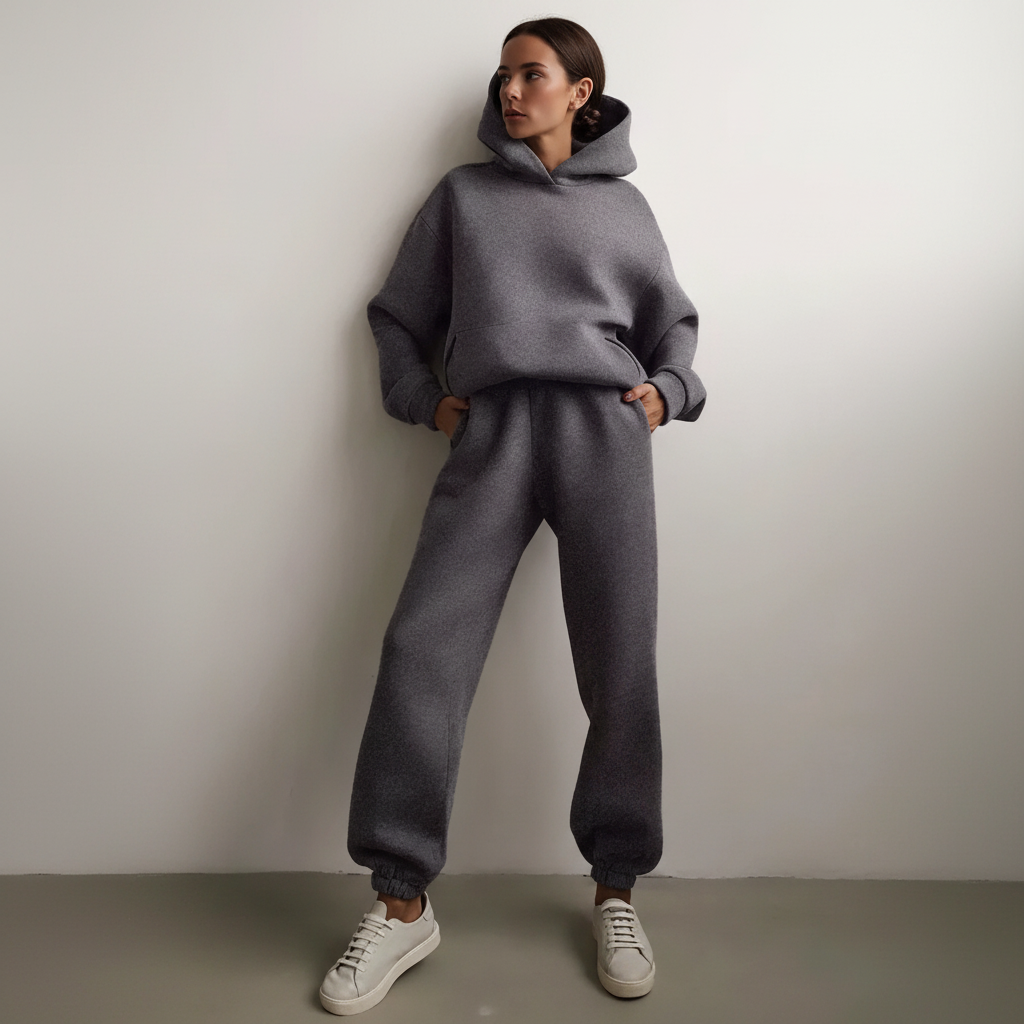 Freizeitset Damen Locker Warm Winter Thermo Hoodie & Jogginghose