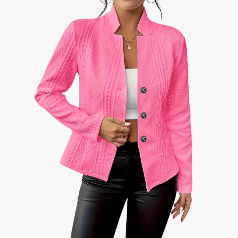 Damen Blazer Regular Fit Business mit Reverskragen und Knopfverschluss