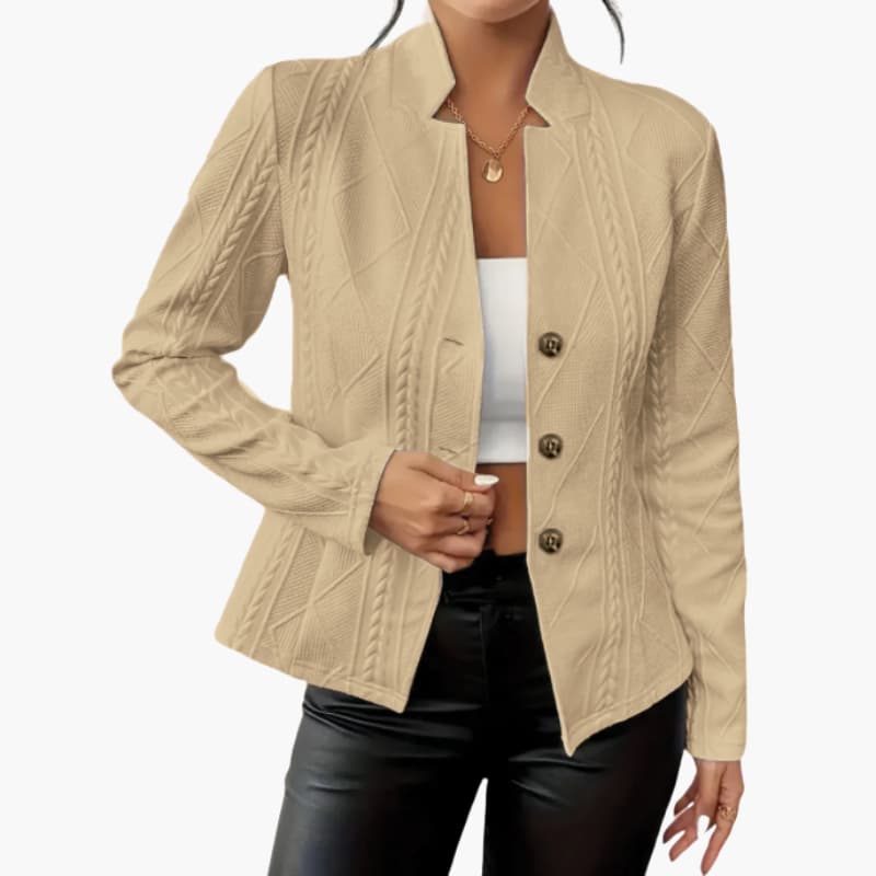 Damen Blazer Regular Fit Business mit Reverskragen und Knopfverschluss
