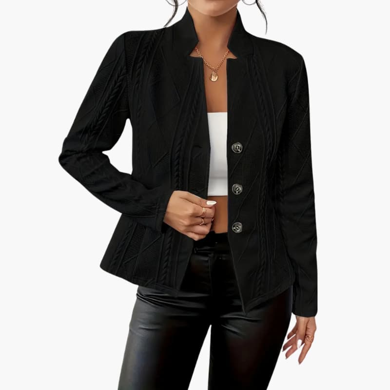 Damen Blazer Regular Fit Business mit Reverskragen und Knopfverschluss