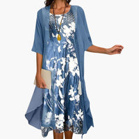 Damen Floral Maxikleid mit Cardigan Lässig Freizeit