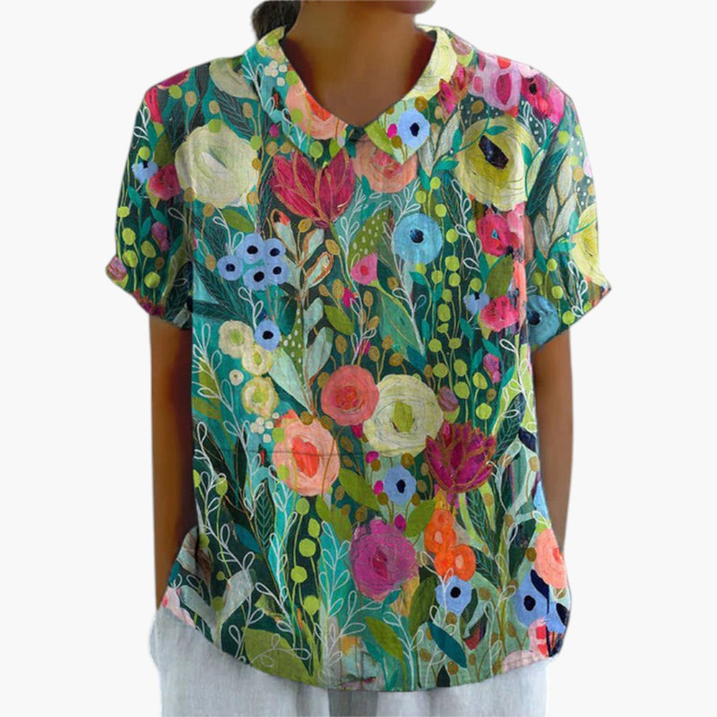 Damenhemd Relaxed Fit mit floralem Muster und Knopfverschluss