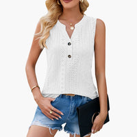 Damen Ärmellose Bluse V-Ausschnitt Casual Regular Fit Sommer