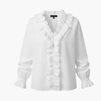 Damenbluse Regular Fit mit V-Ausschnitt und Rüschen Freizeit