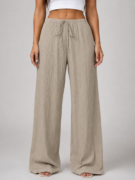 Weite Hose Damen Crinkle Relaxed Fit Casual