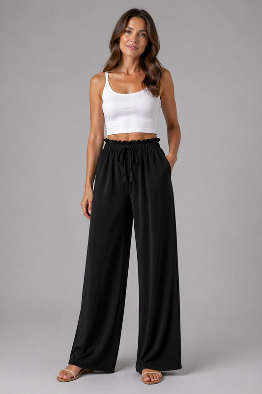 Weite Hose Damen Hochtailliert Relaxed Fit Freizeit