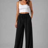 Weite Hose Damen Hochtailliert Relaxed Fit Freizeit