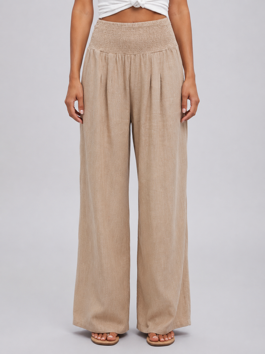 Hose Damen Weit Gerafft Hohe Taille Sommer Freizeit