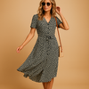 Midi Kleid Damen Leicht Sommer Casual Kurzarm