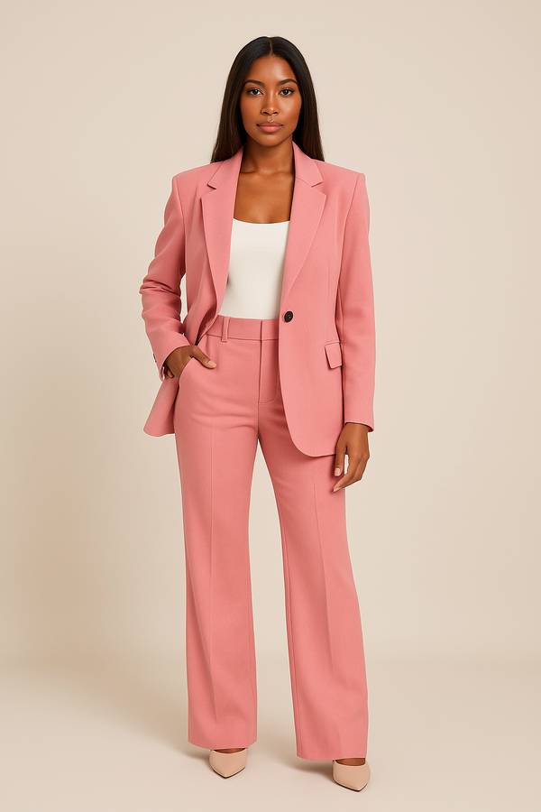 Damen Tailored Fit Hosenanzug Blazer und Hose Business
