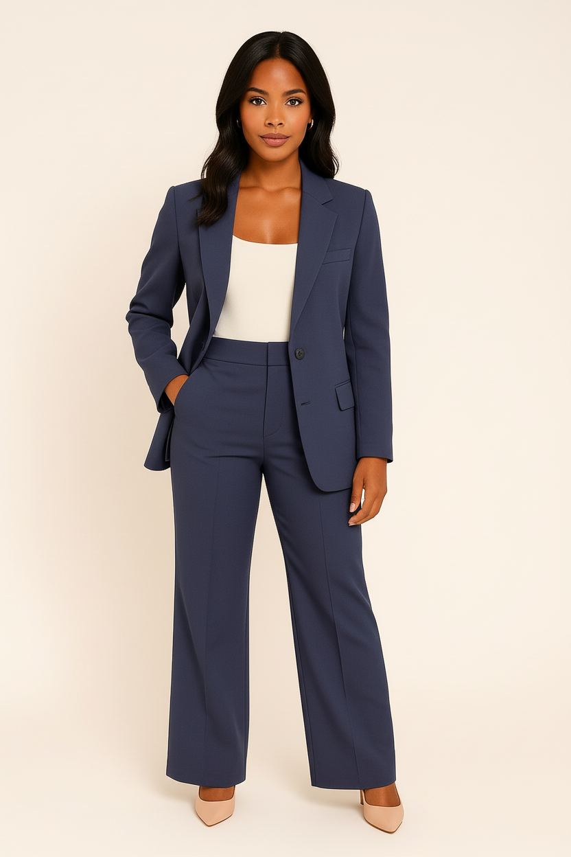Damen Tailored Fit Hosenanzug Blazer und Hose Business