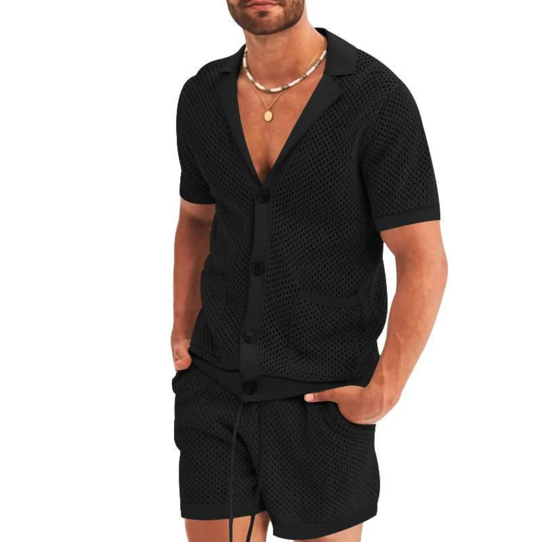 Zweiteiliges Loungewear Set mit Kurzarmhemd & Shorts | Bequemes Lounge und Wear für Entspannung zu Hause 3