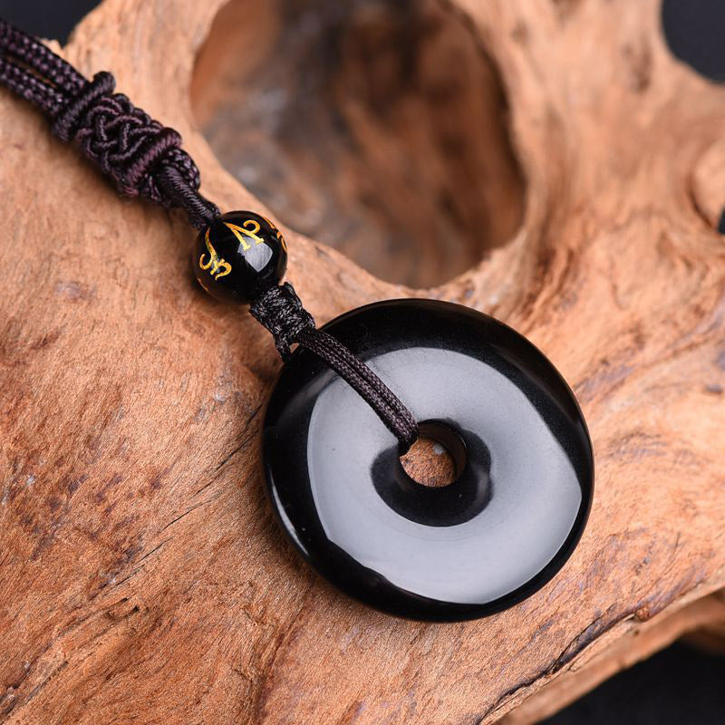Halskette Unisex Tibetanischer Obsidian Schutz Schmuck