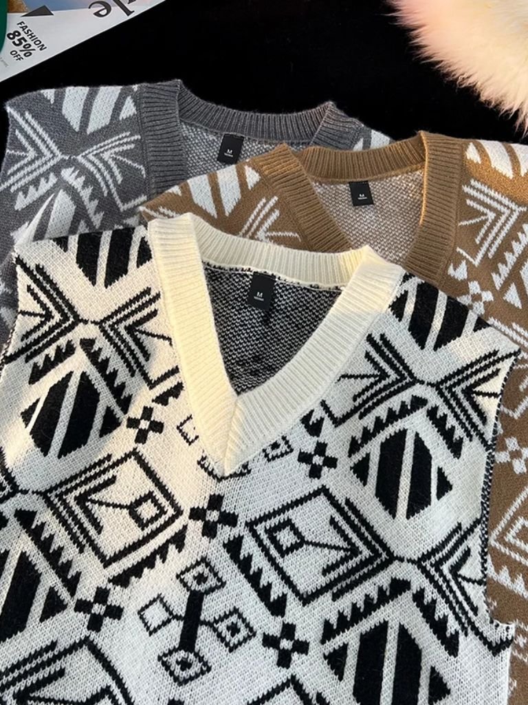 Retro Akademische Strickweste - Cross & Crown