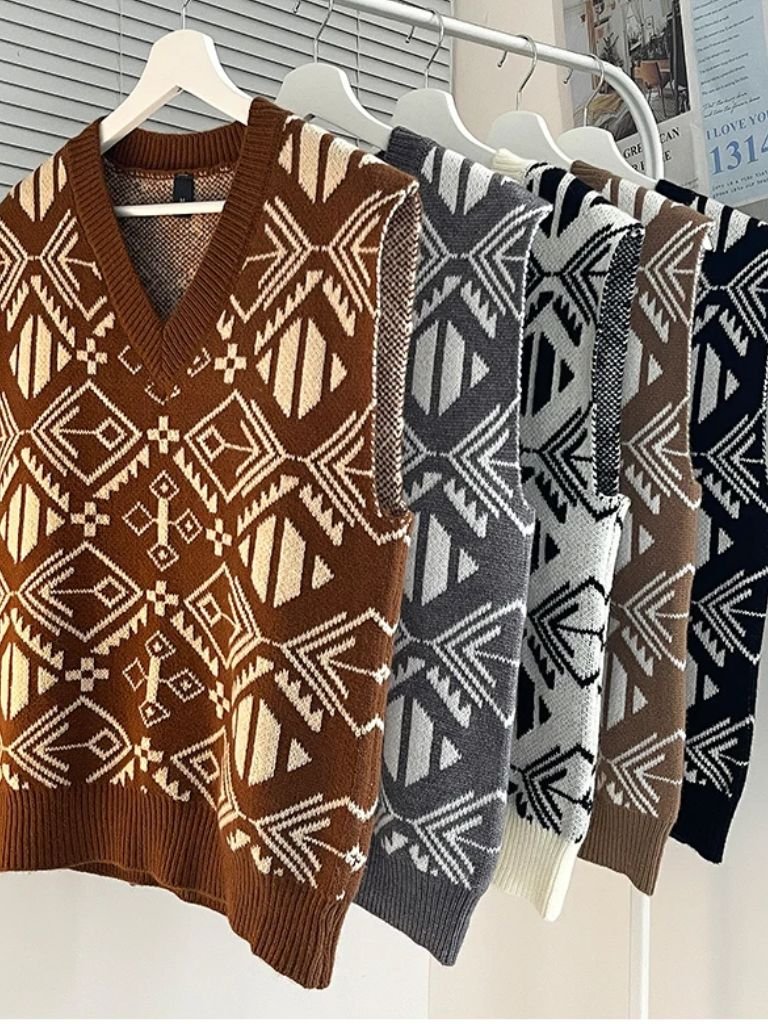 Retro Akademische Strickweste - Cross & Crown