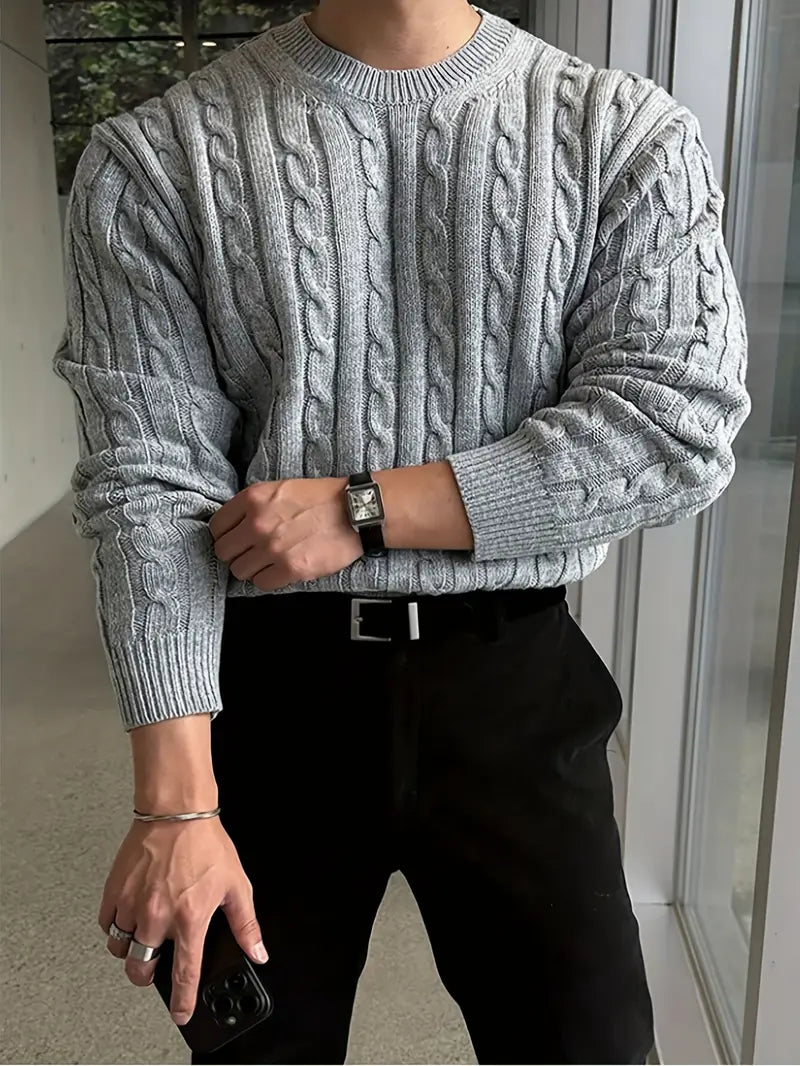 Mergim Lässiger Strickpullover Mit Langen Ärmeln