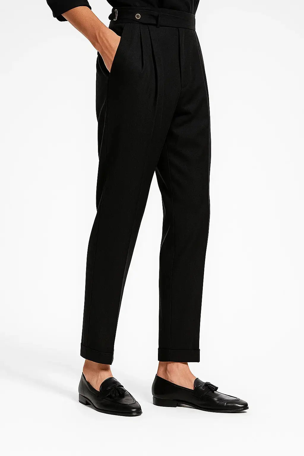 Hose Herren Modern Fit Elegant mit Falten und Umschlag Saum