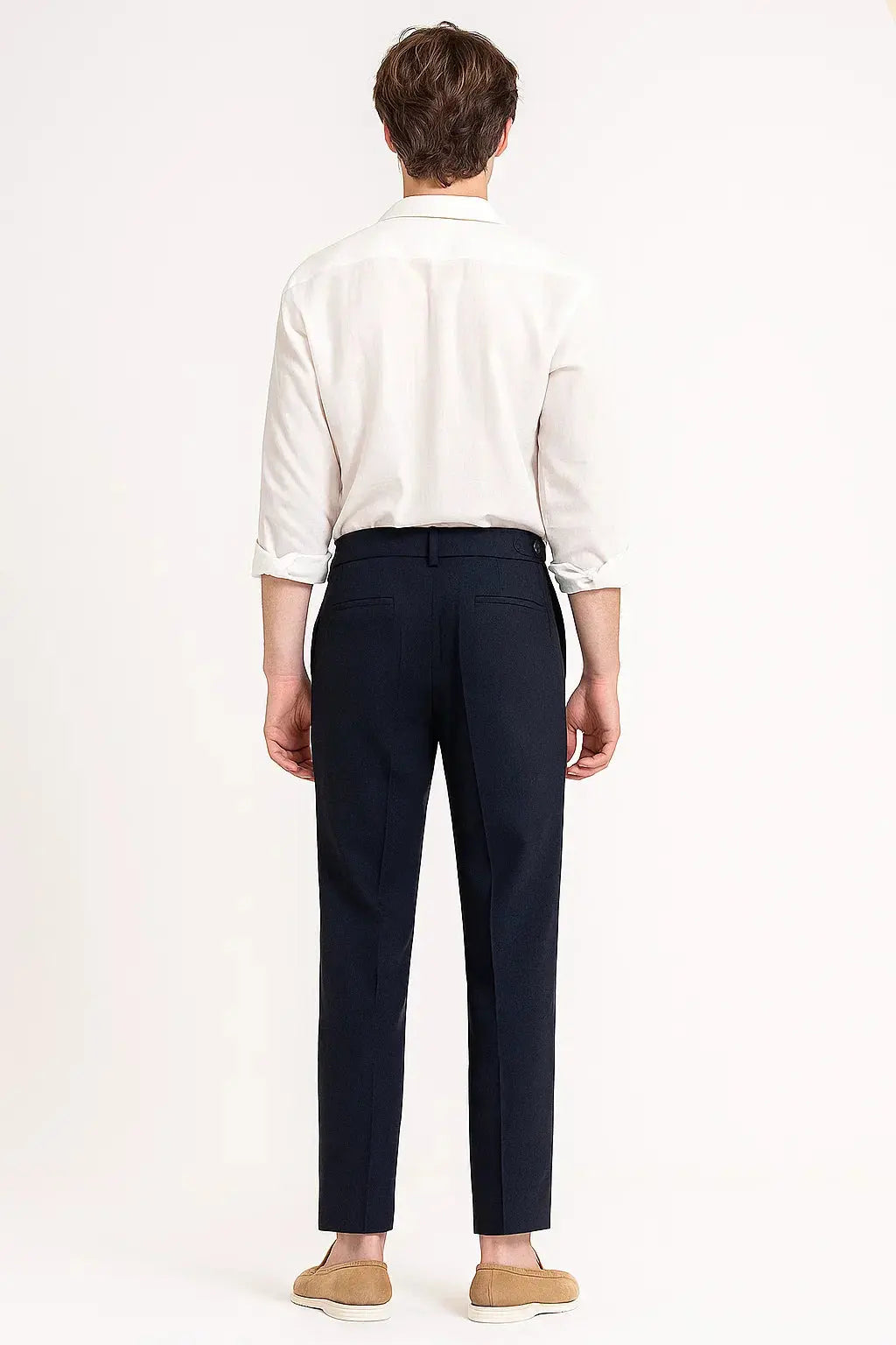 Hose Herren Modern Fit Elegant mit Falten und Umschlag Saum