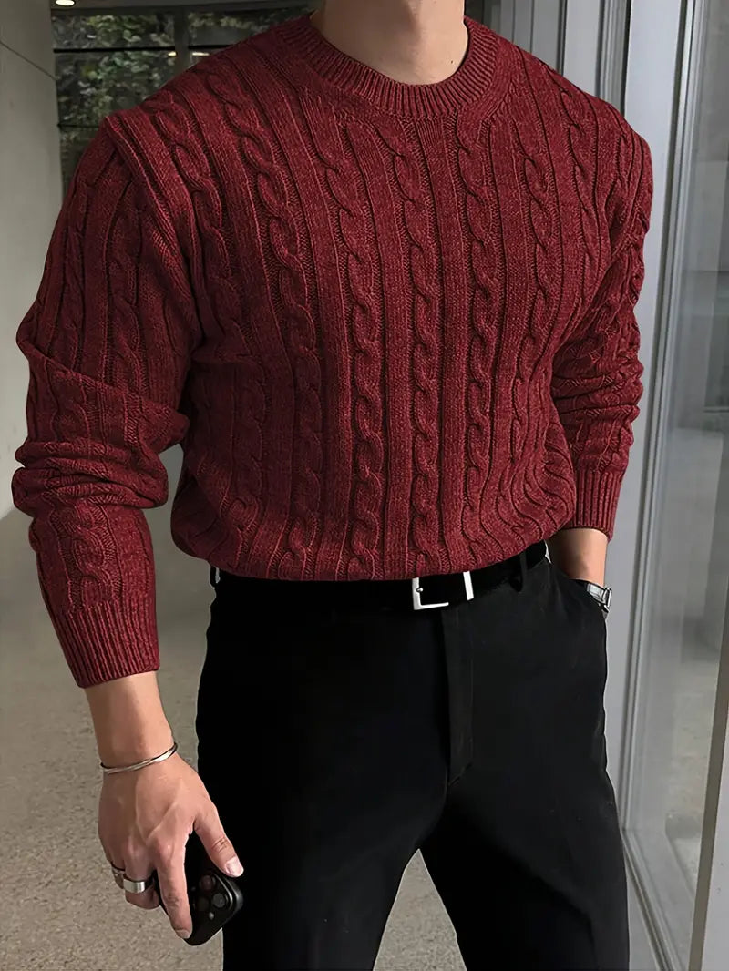 Mergim Lässiger Strickpullover Mit Langen Ärmeln
