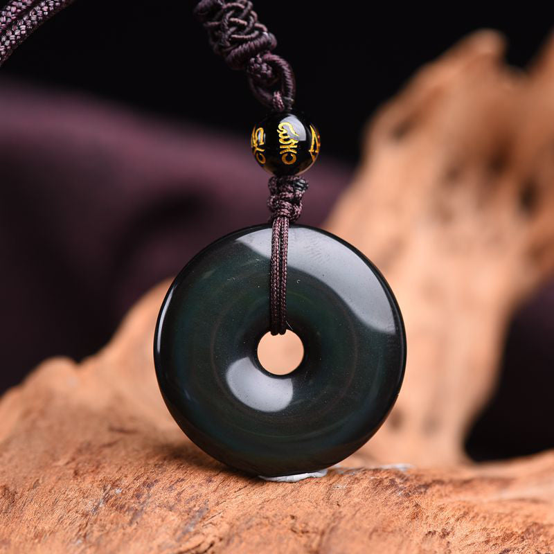 Halskette Unisex Tibetanischer Obsidian Schutz Schmuck