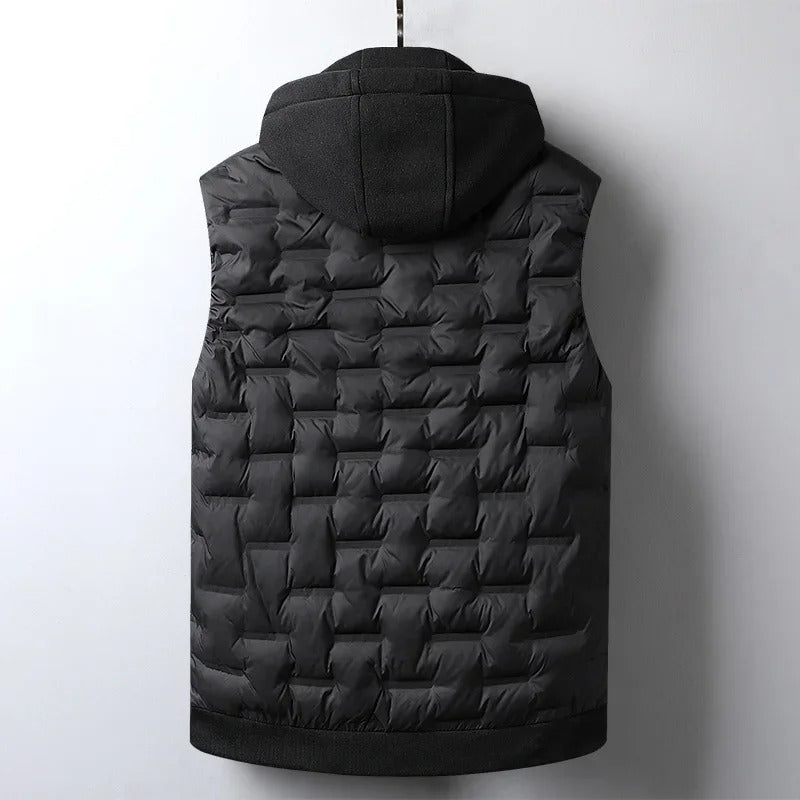 Herren Weste Regular Fit Freizeit Thermo mit Kapuze