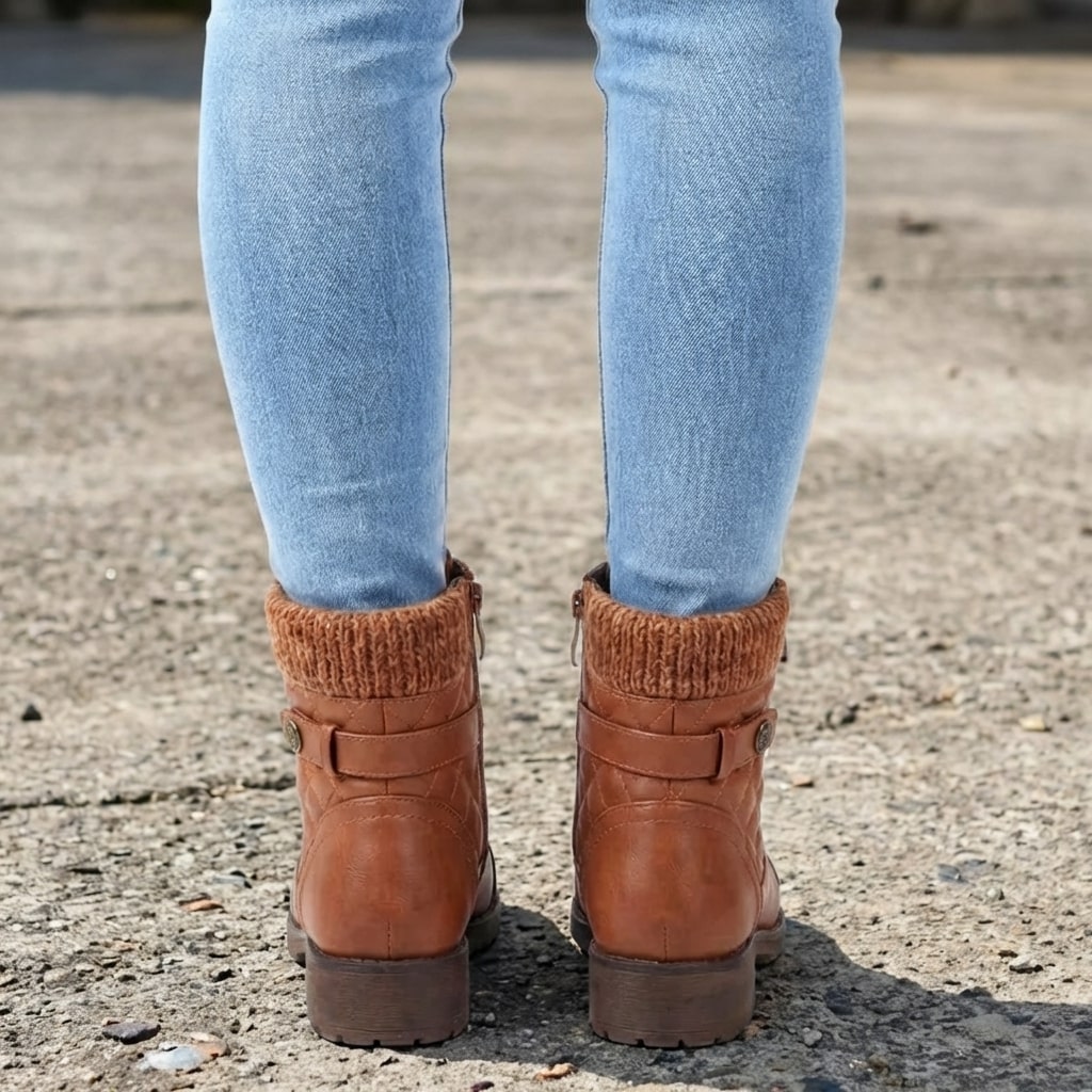 Stiefeletten Damen Vegan Bequemer Blockabsatz Alltag