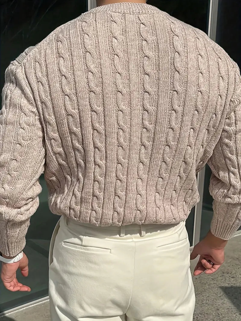 Mergim Lässiger Strickpullover Mit Langen Ärmeln