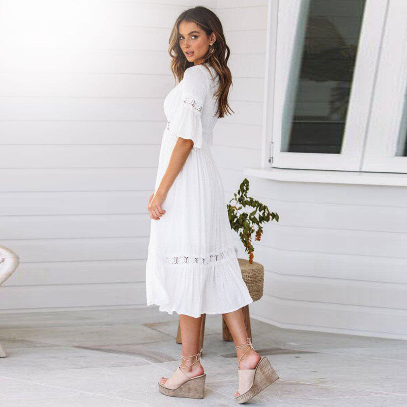 Midi Kleid Damen Regular Fit Freizeit Frühling & Sommer