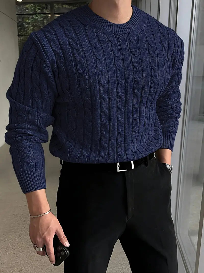 Mergim Lässiger Strickpullover Mit Langen Ärmeln