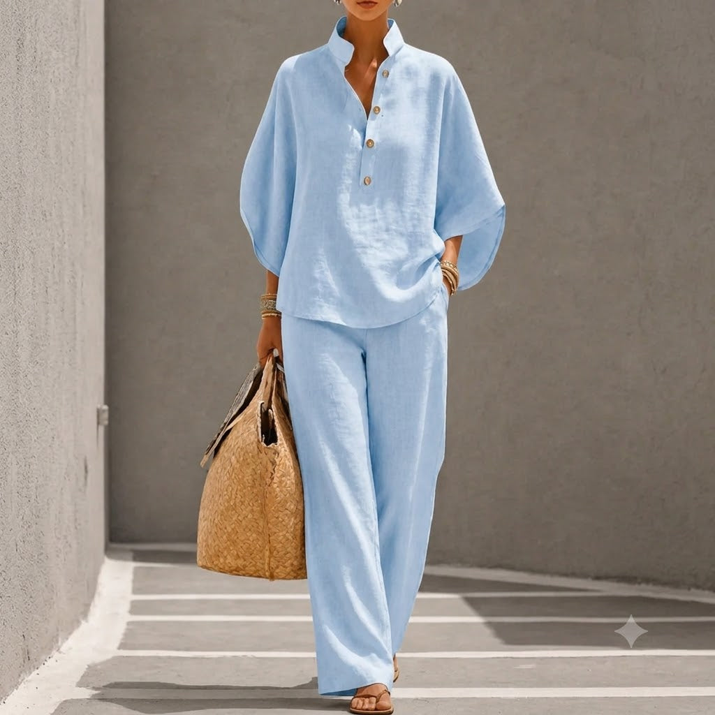 Zweiteiler Damen Fließend Leicht Sommer Casual