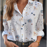 Langarmbluse für Damen mit floralem Muster und V-Ausschnitt, elegant und casual