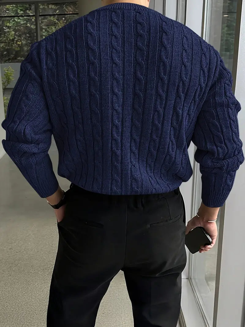 Mergim Lässiger Strickpullover Mit Langen Ärmeln