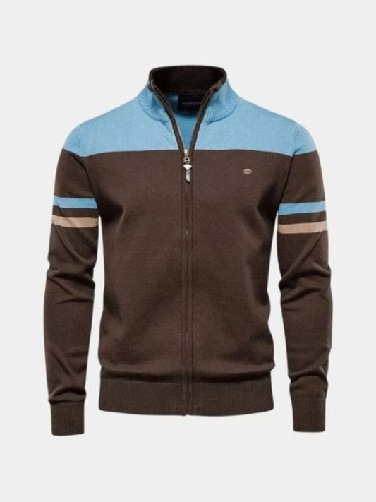 Cross & Crown Stehkragen Cardigan Pullover mit Reißverschluss