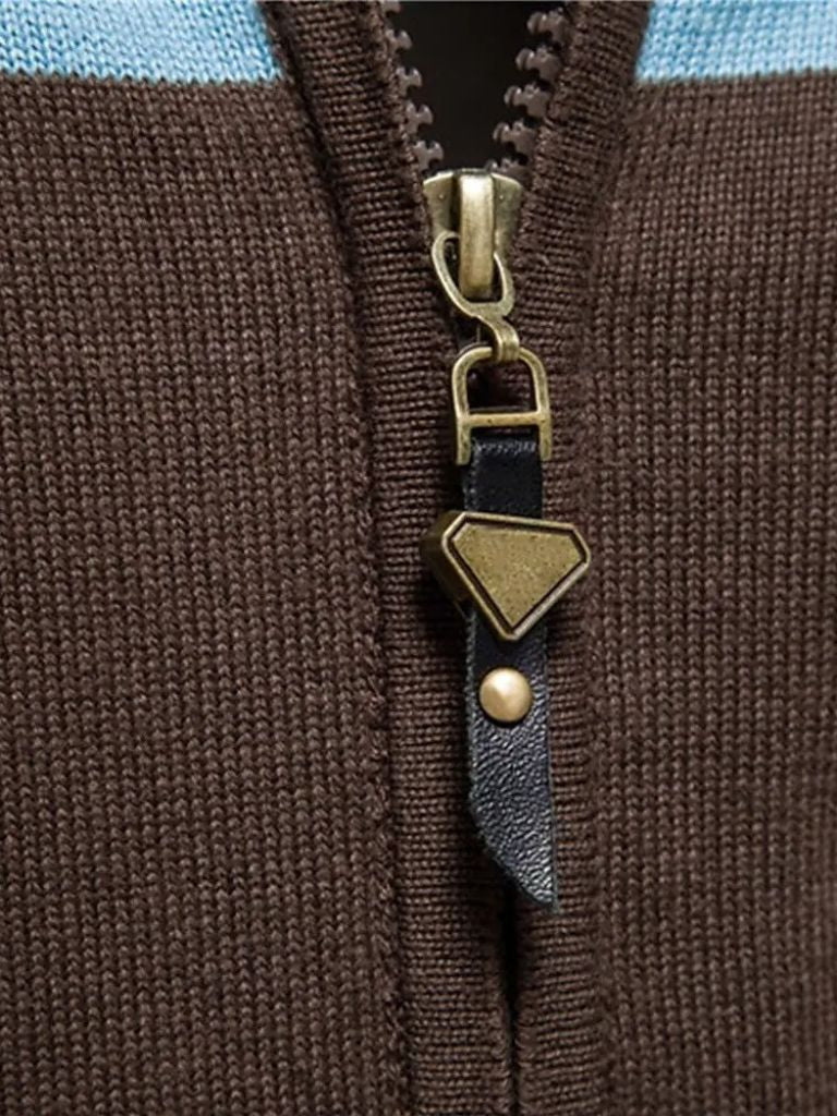 Cross & Crown Stehkragen Cardigan Pullover mit Reißverschluss