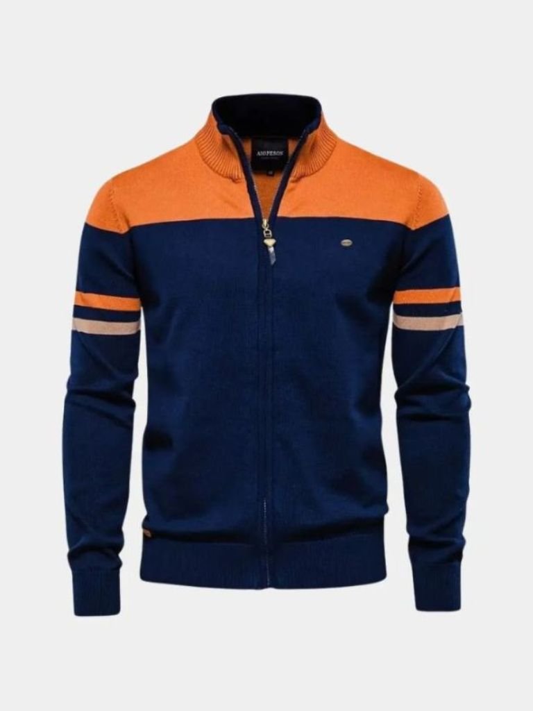 Cross & Crown Stehkragen Cardigan Pullover mit Reißverschluss