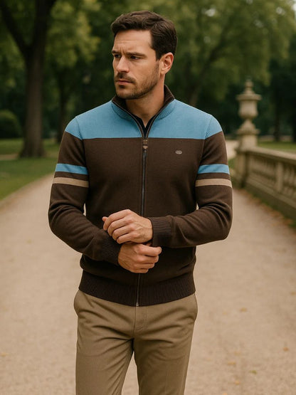 Cross & Crown Stehkragen Cardigan Pullover mit Reißverschluss