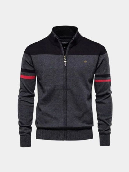 Cross & Crown Stehkragen Cardigan Pullover mit Reißverschluss