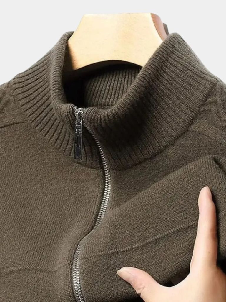 Cross & Crown Cashmere Zip Turtleneck Pullover