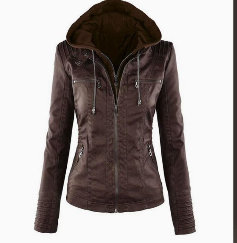 Blouson en cuir imperméable pour femme avec capuche I La veste idéale en toute saison