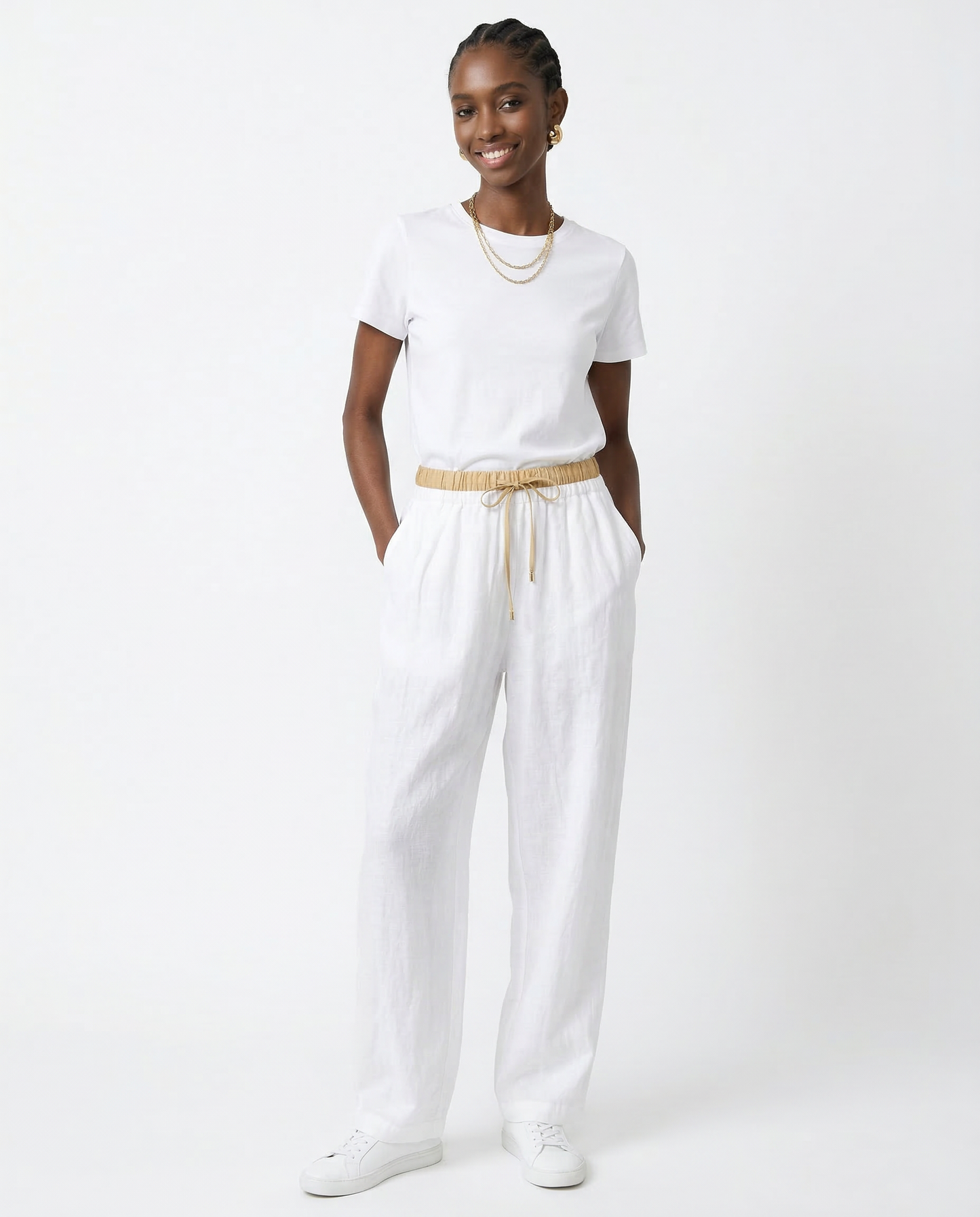 Damen Stoffhose Relaxed Fit Freizeit Sommer