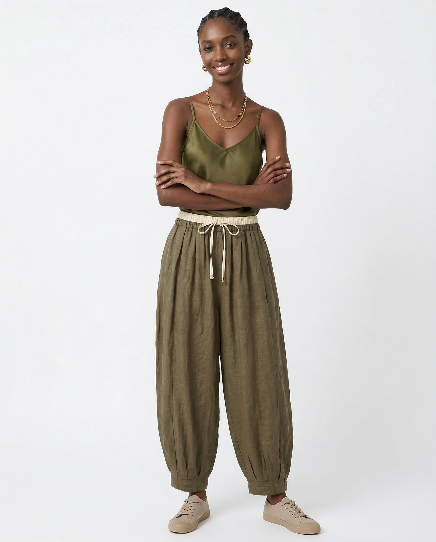 Damen Stoffhose Relaxed Fit Freizeit Sommer